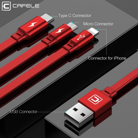 Caja protectora Cafele 3 en 1 USB tipo C Cable USB a Micro USB tipo-c para iPhone