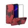 Funda para Huawei Nova 5/Nova 5 Pro Case Cover Protector de Pantalla de Cristal Templado con Pie De Apoyo, Híbrida Rugged Armor