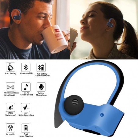 Audífonos Bluetooth Deportivos, 5.0 Mini Auriculares Inalámbricos Bluetooth