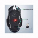 Gaming Mouse Inalámbrico Recargable Ratón Óptico 6 Botones Programables, Clic Silencioso, 3 dpi Ajustable, Receptor Nano, Diseño